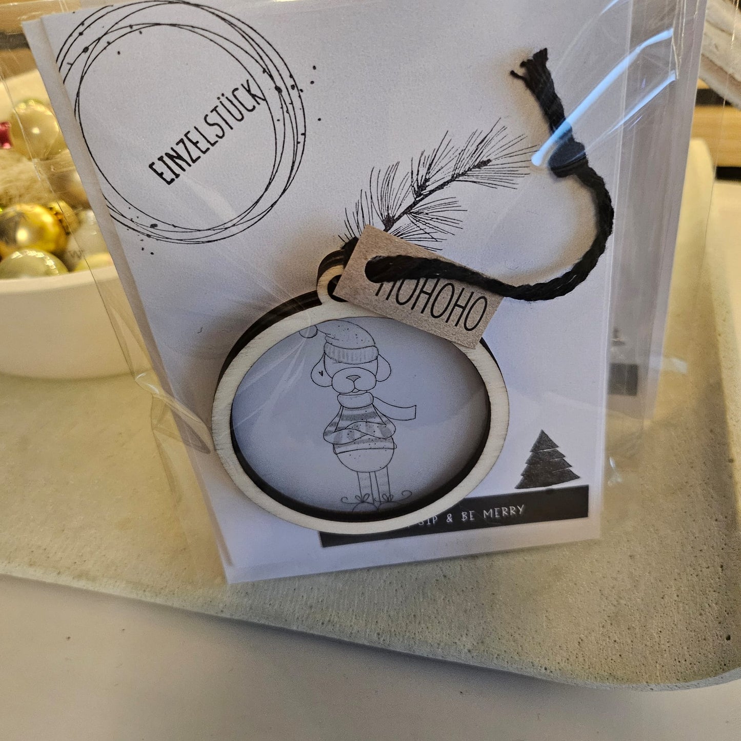 Weihnachtswau, Hund mit Mütze, Weihnachtshund, Laserdatei (Kugelanhänger), svg, png, jpg, print and cut, sublimationsdatei, weihnachten, weihnachtskugel, hund