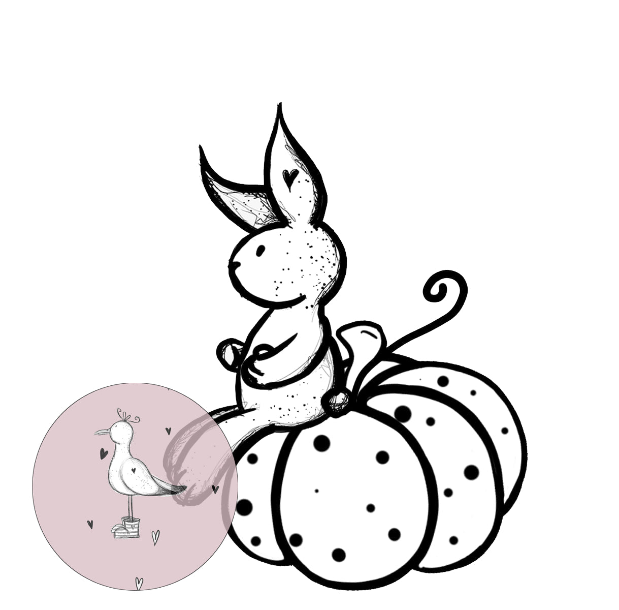 Hase liebt Kürbis, digitale Zeichnung, Datei, SVG, PNG, Hase, Kürbis, Herbst, plotten, Laserdatei, sublimieren und mehr