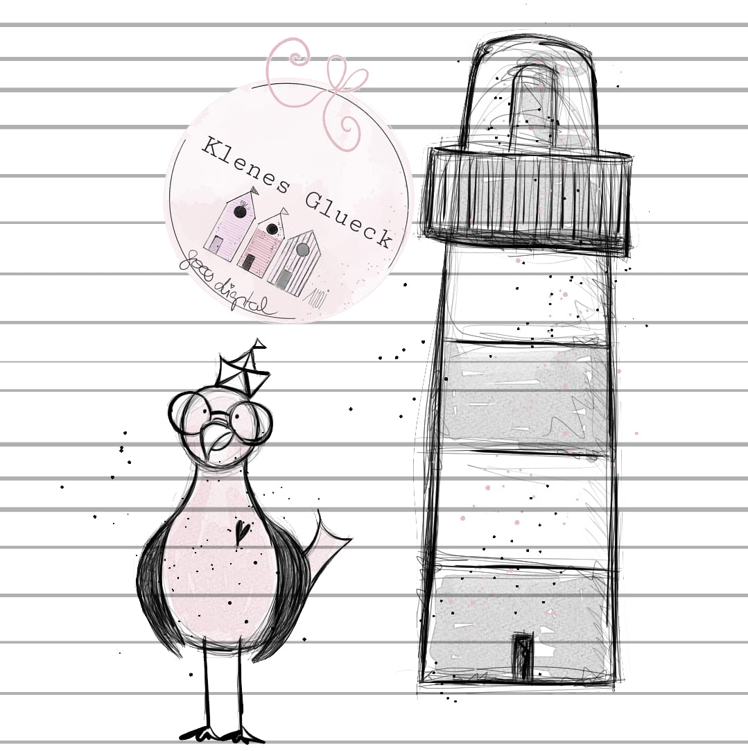 Kuestenset Moewen, Leuchturm, Moewe mit Brille, Lasern, sublimieren, Print and cut, PNG, JPG, Ahoi für Küstenliebende