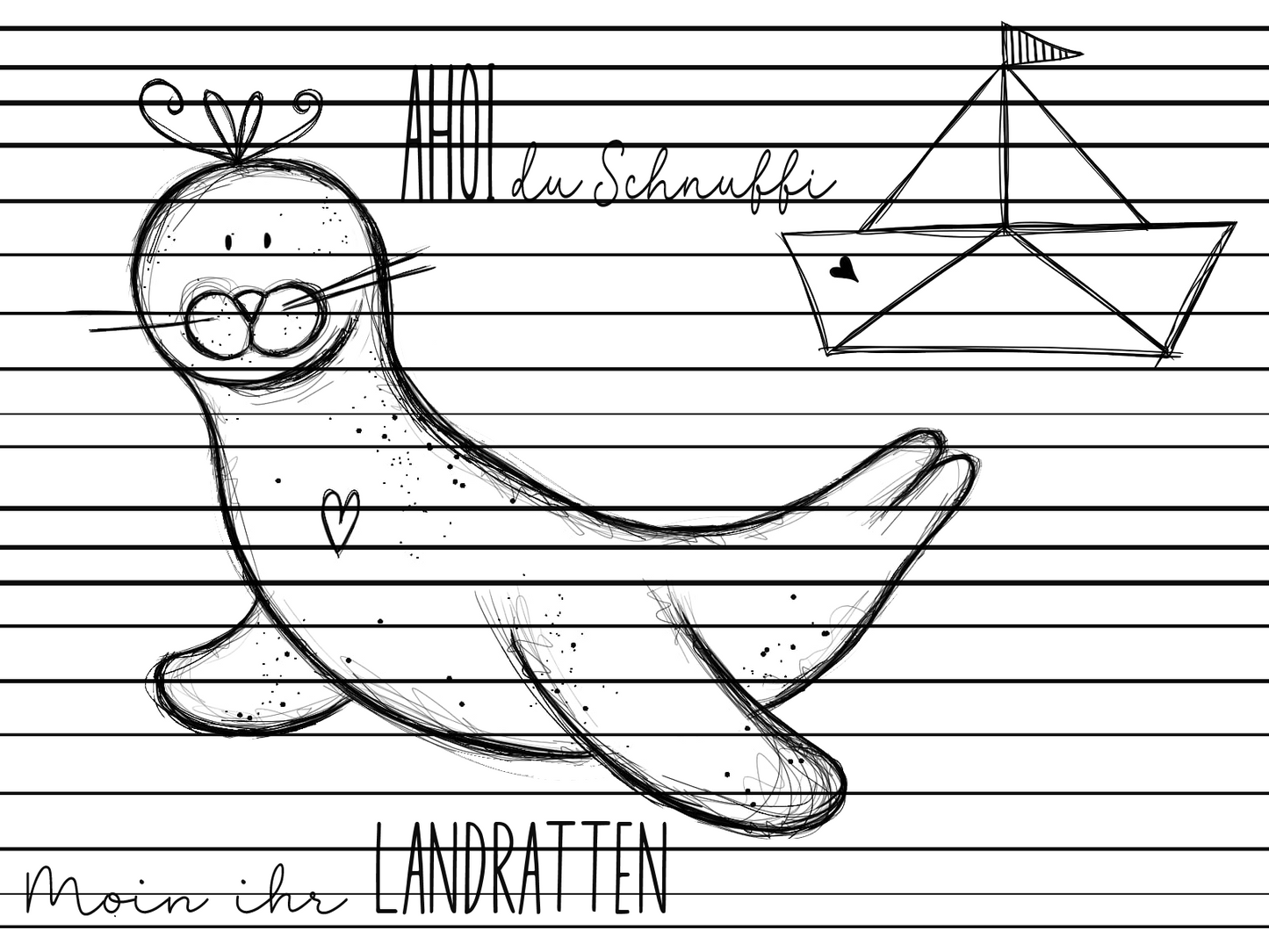 Putzige Robbe, Robbe und Schiffchen, digitale Datei, Lasern, Sublimieren, PNG, JPG, Küstendatei, niedliche Robbe