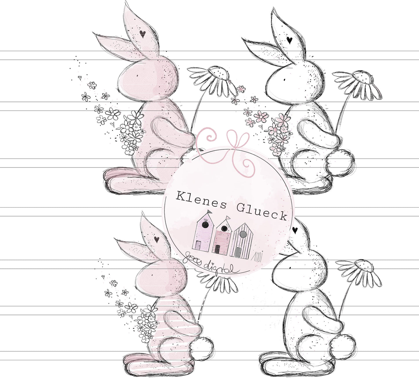 Blumenhase, digitale Datei zum lasern, sublimieren und mehr, verschiedene Varianten