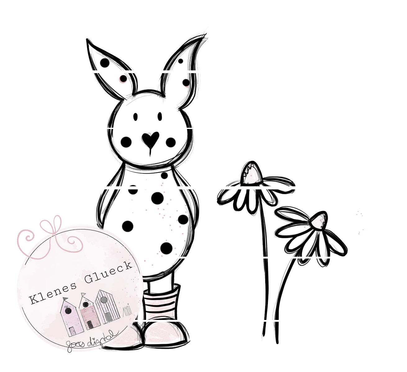 Tupfenhase, Hase mit Stiefen, Osterhase im Set, Hase mit Blume, Hase mit Gießkanne, digitale Datei, Lasern, sublimieren, Print and cut, digistamp, JPG, PNG, Osterset