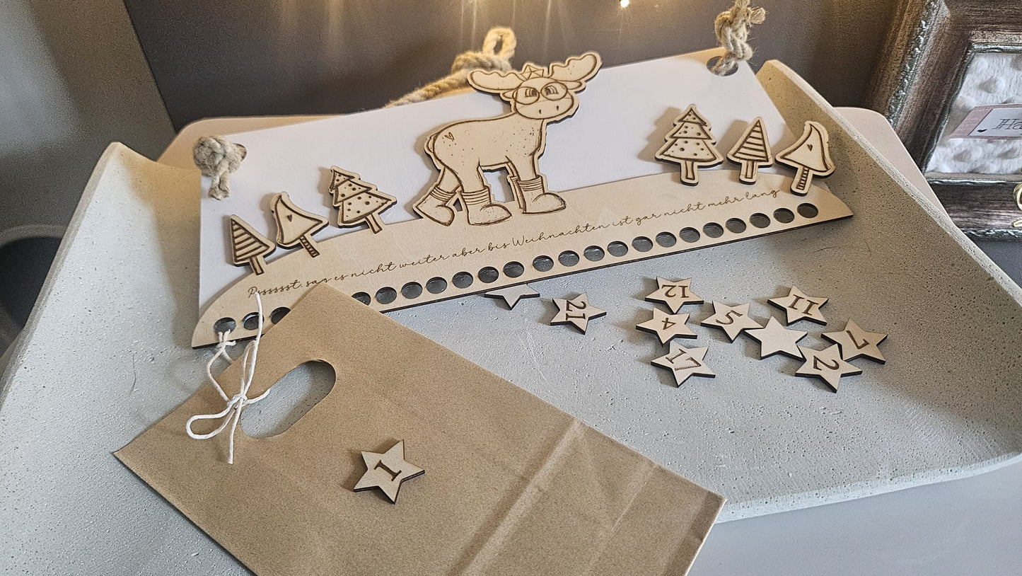 Adventskalender, Elch, Elchadventskalender, Laserdatei, Gravurdatei, Weihnachtskalender, Weihnachten, jpg, png, svg