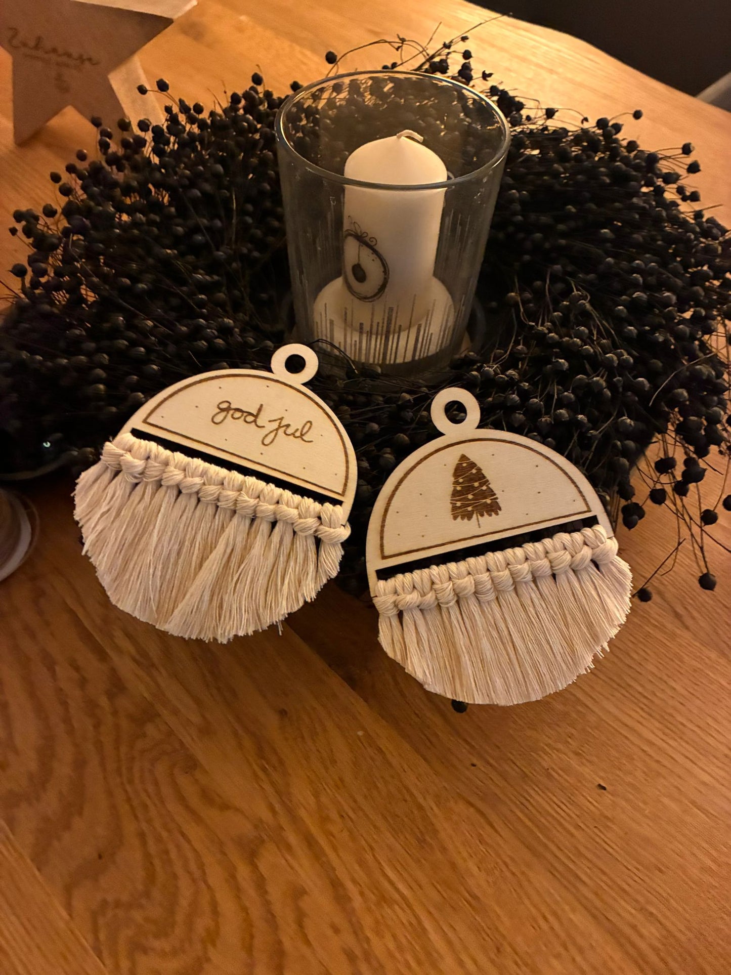 Laserdatei Makreamee Weihnachtskugel Set, Weihnachtskugeln für Makramee, SVG,PNG, god jul