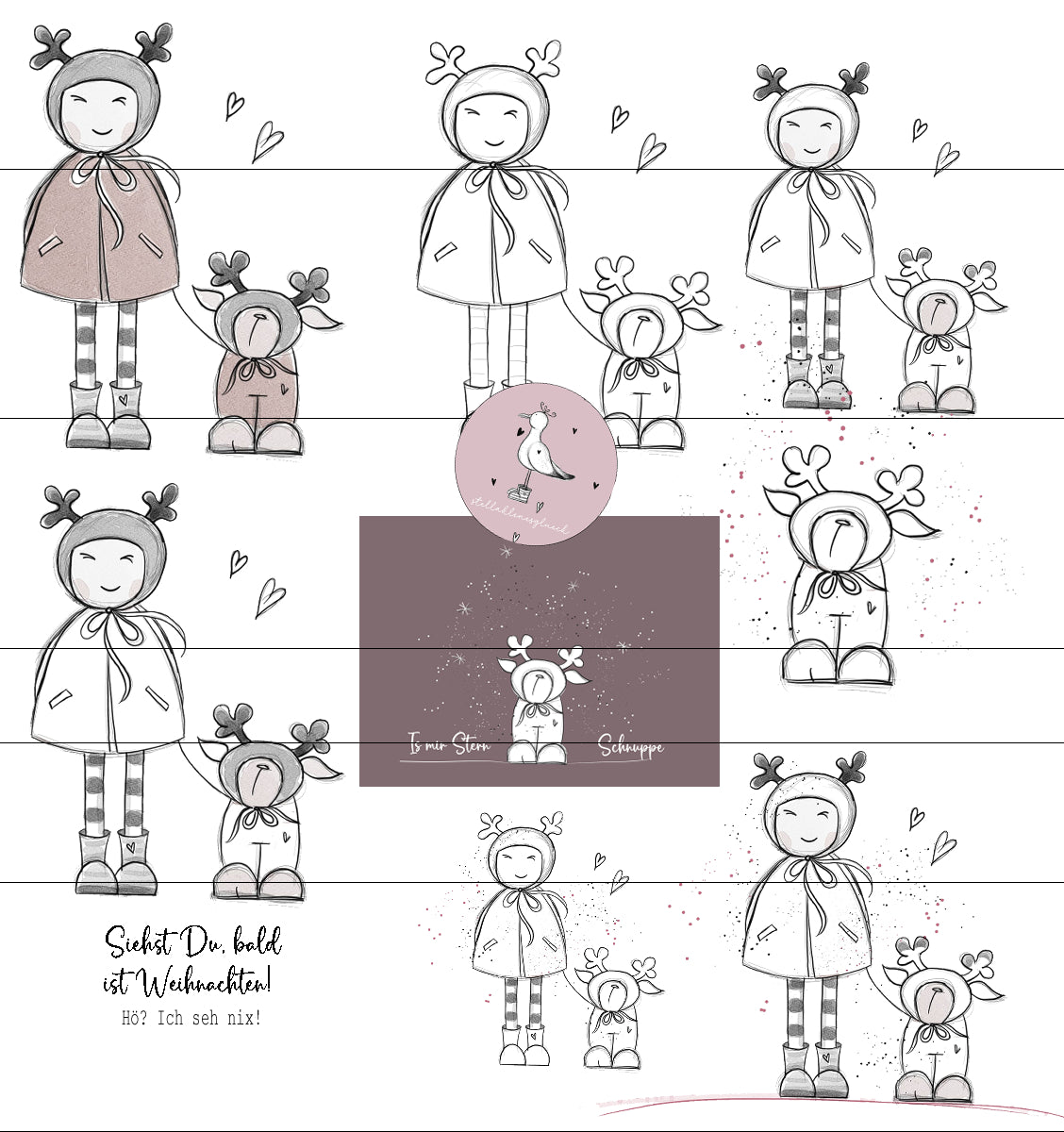 Weihnachtsdatei, "Schauschau und Pauline" Laserdatei, png, svg, jpg, mit Sublimationsdatei "Schauschau", Hund, Weihnachten, Kind mit Mütze, mädchen