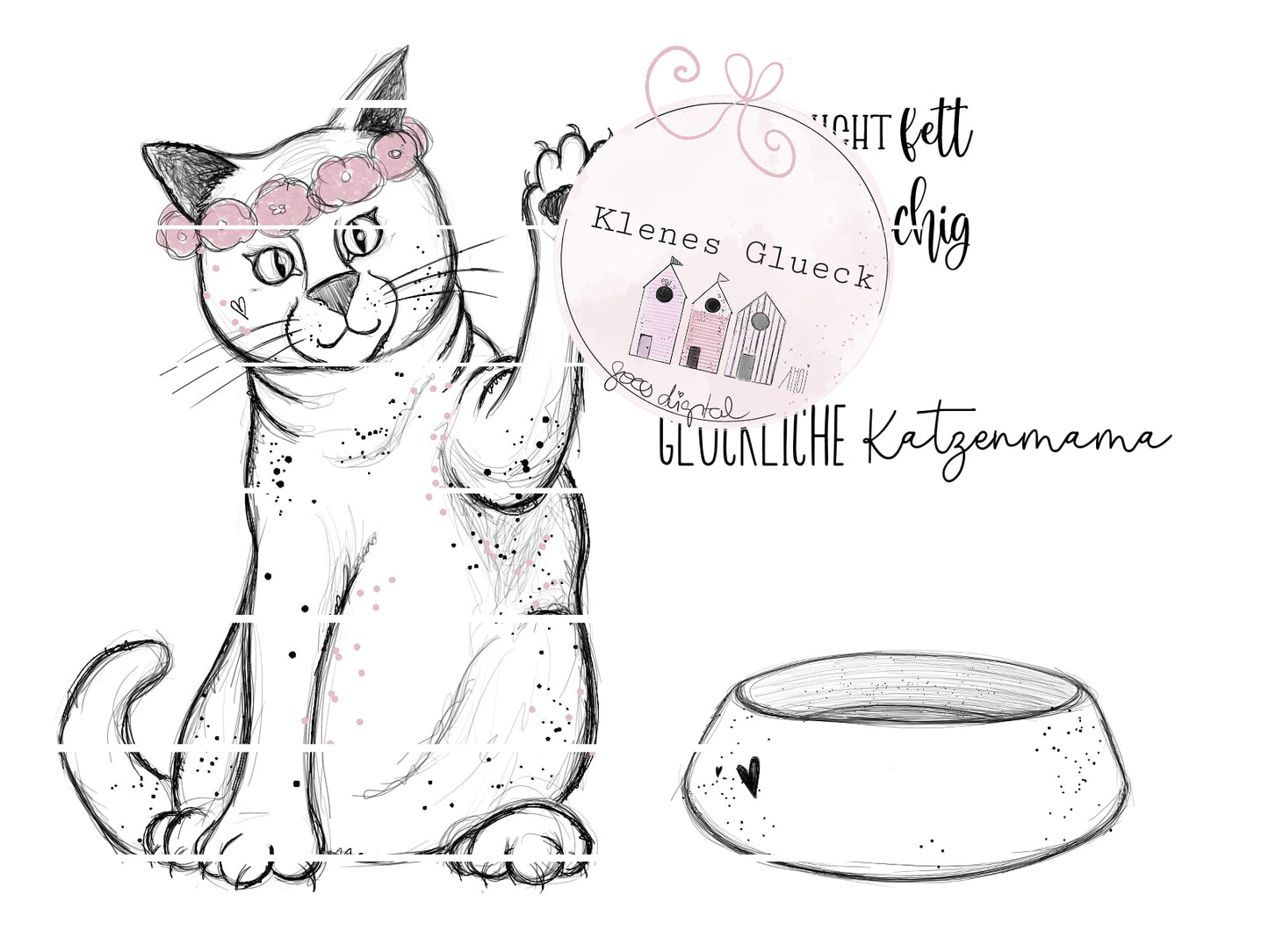 Mopsige Mieze, superniedliche, vielseitige Datei im Set für alle Katzenmamas und Papas zum sublimieren und mehr
