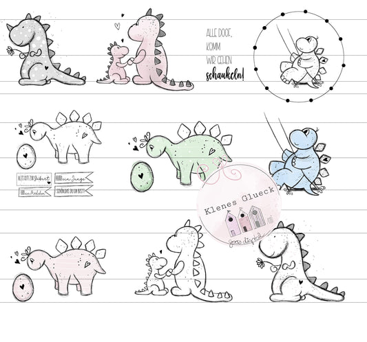 Riesiges Dino-Set, Digitale Dateien zum Sublimieren, lasern, als Digistamp, Print and cut...
