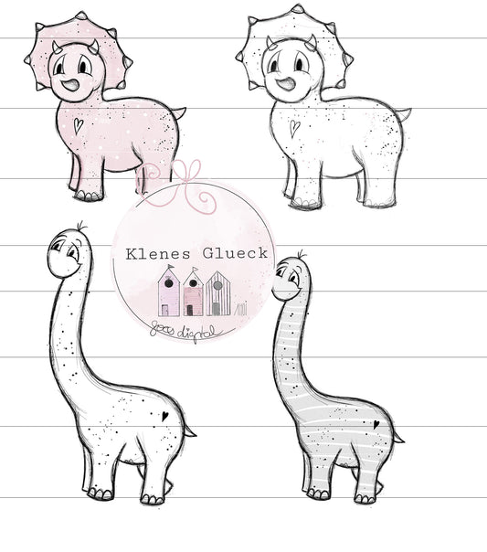 Dino, Dinosaurier, Triceratops und Brachiosaurus, digitale Zeichnung, PNG, JPG, lasern, sublimieren, print and cut, digitale Datei