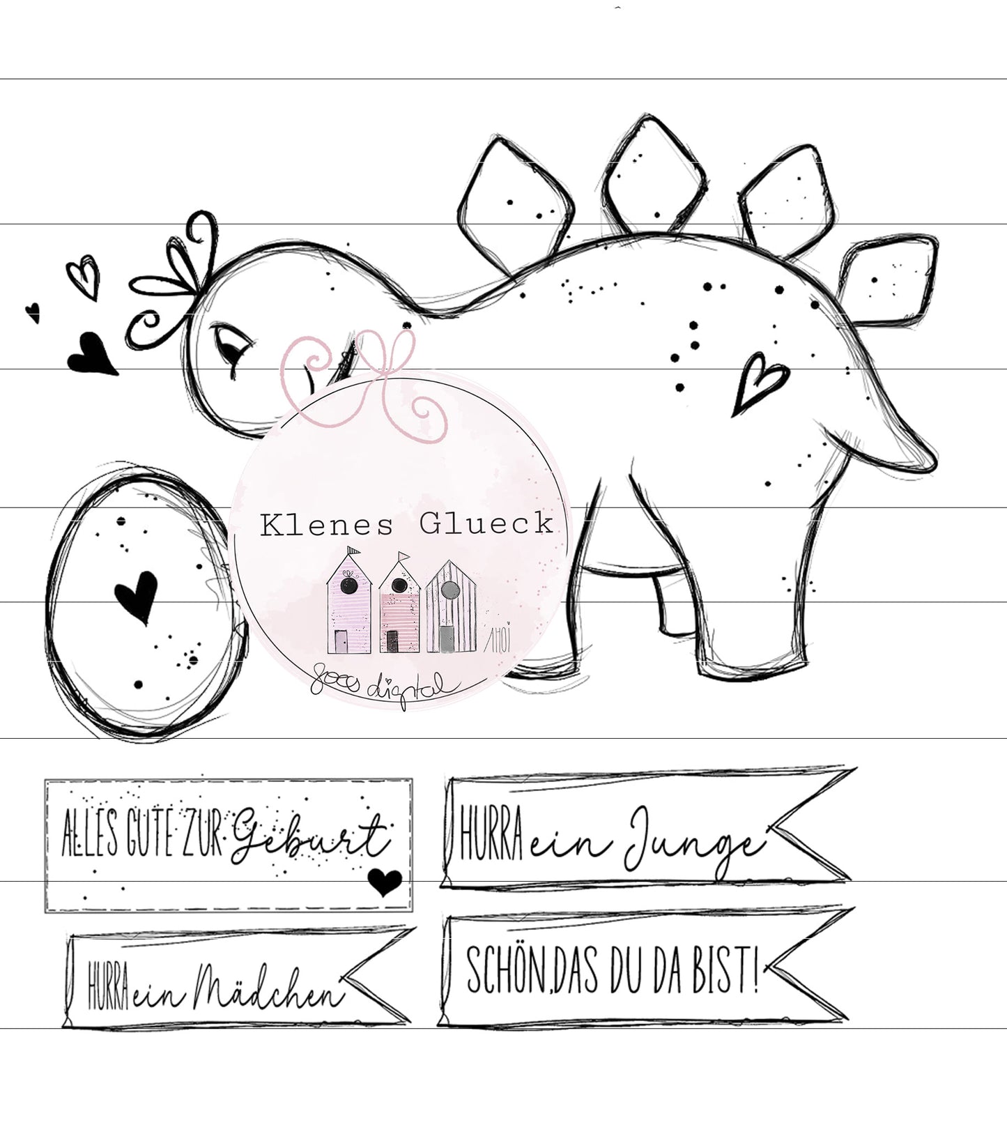 Dino, Stegosauerus, digitale Datei, PNG, JPG, Laserdatei, Sublimationsdatei, Print and cut-Datei