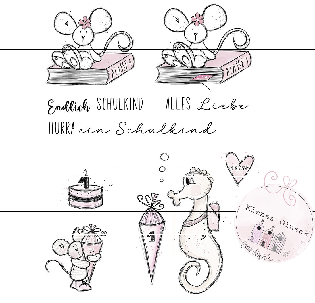 Set zur Einschulung, Kitastart, digitale Datei PNG, JPG, PNG-Datei zum lasern, sublimieren, plotten und mehr superniedlich und vielseitig