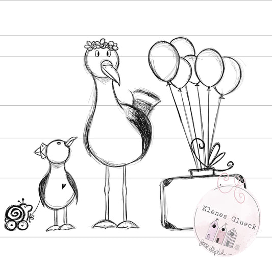 Familie Moewe ist urlaubsreif, digitale Datei, Möwenfamilie, Möwe, Laserdatei, Sublimationsdatei, jpg, png, print and cut, Digistamp...und mehr