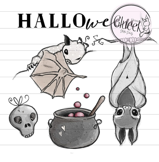 Halloween Datei, großes Set, die Buhus, Fledermaus, Schädel, Kürbis, Trick or Treat...digitales Set zum lasern, print and cut, subimieren...