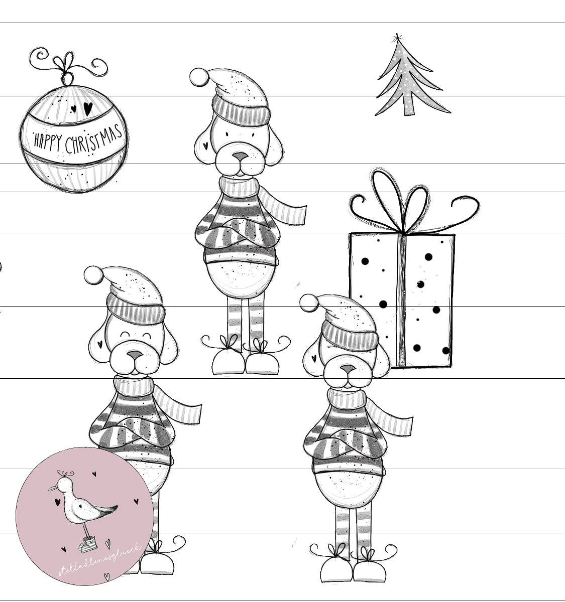 Weihnachtswau, Hund mit Mütze, Weihnachtshund, Laserdatei (Kugelanhänger), svg, png, jpg, print and cut, sublimationsdatei, weihnachten, weihnachtskugel, hund