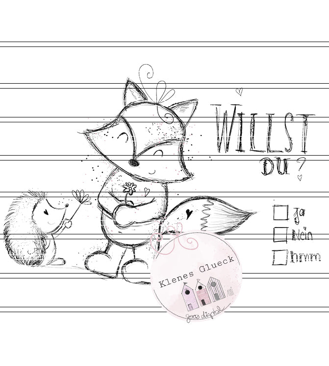 Verliebt, der Igel und der Fuchs, digitale Datei zum sublimieren, Lasern und mehr