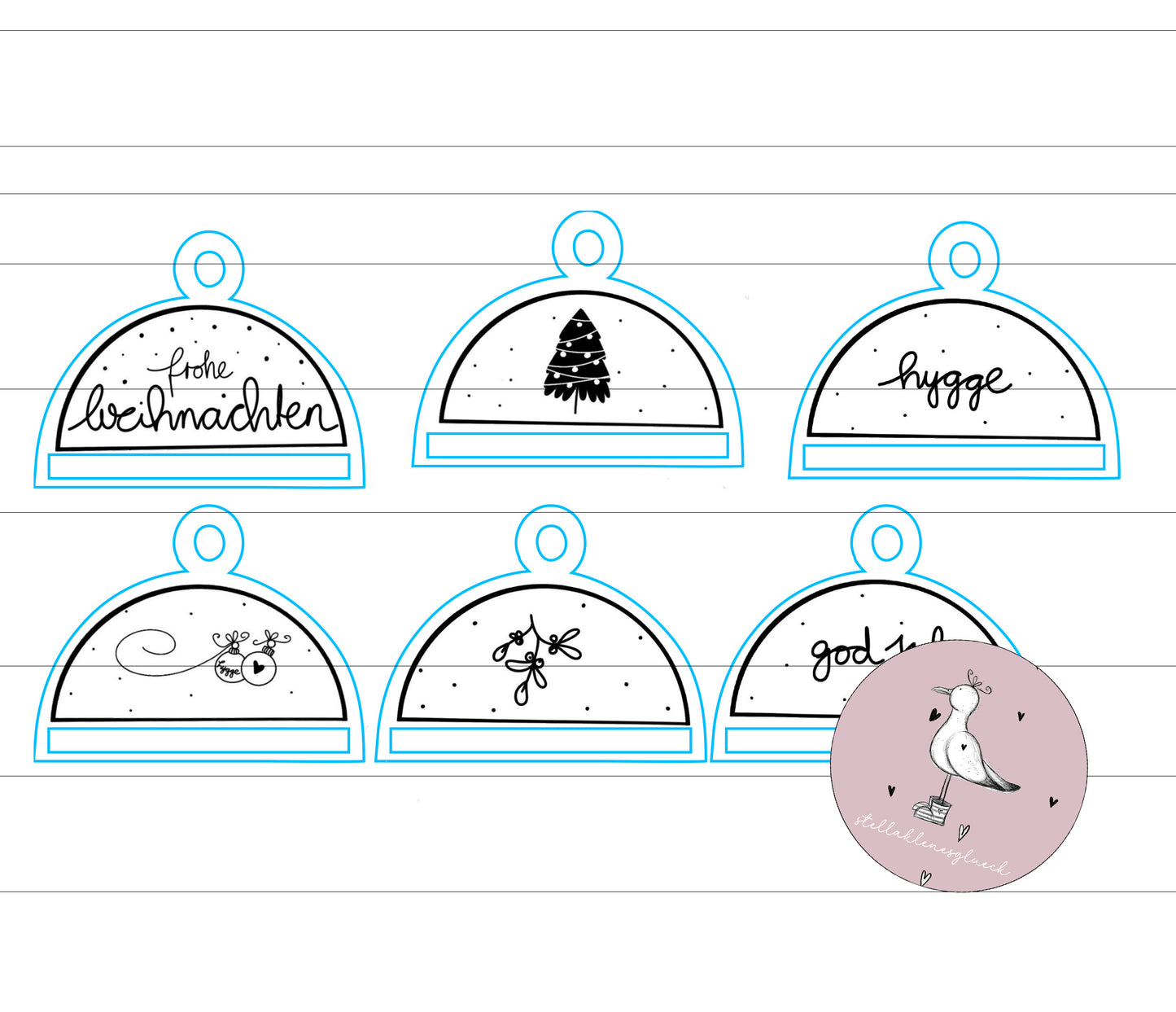 Laserdatei Makreamee Weihnachtskugel Set, Weihnachtskugeln für Makramee, SVG,PNG, god jul