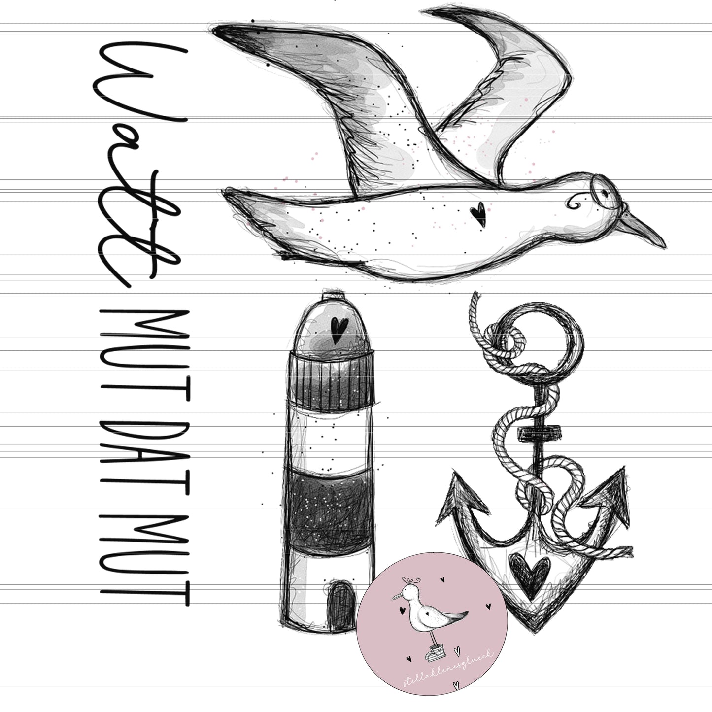 Moewen & Meer, Set mit Moewen, Sublimationsdatei, Laserdatei, Leuchtturm, Print and cut, Digistamps, Küstenliebe