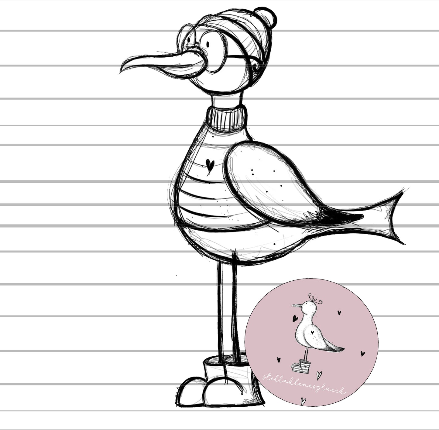 Mützenmöwe, Möwe, digitale Datei, Laserdatei, Sublimation, png, jpg, digistamp, print and cut und mehr