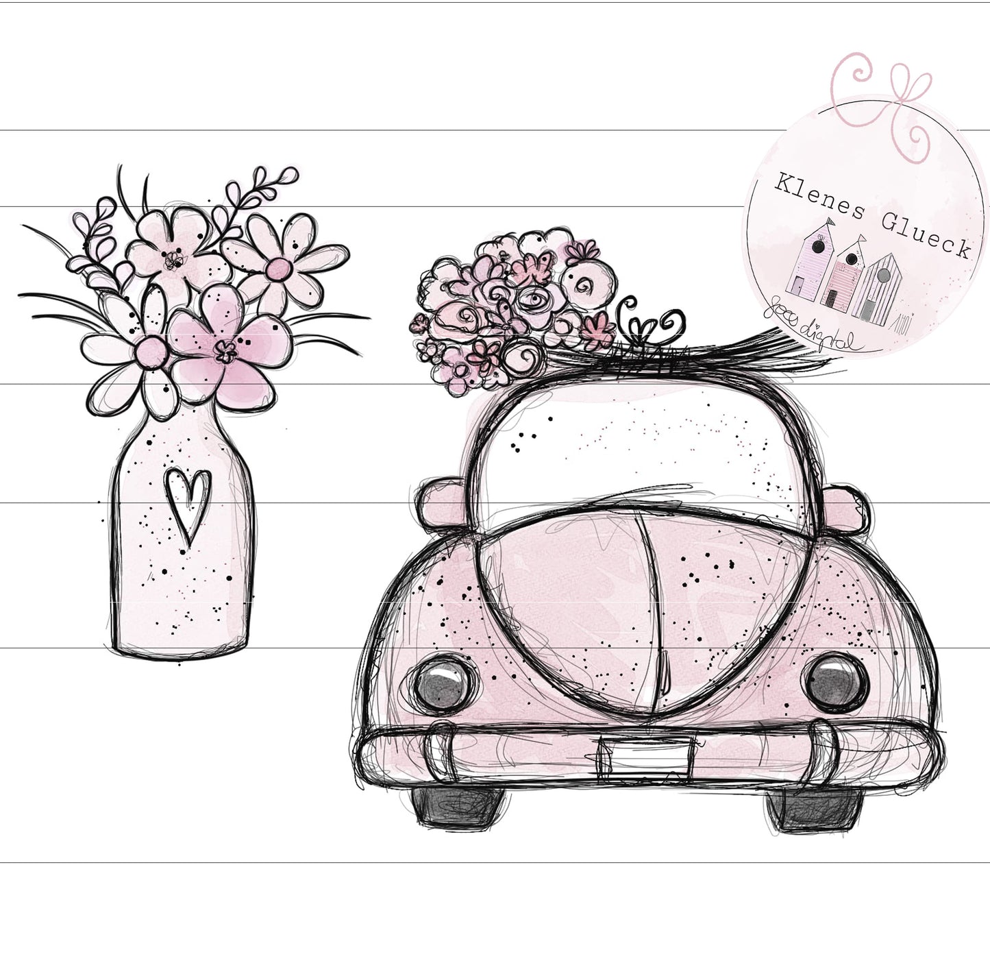 Muttertag, Auto mit Blumen, Blumen, digitale Datei, png, jpg, Laserdatei, Digistamp, Print and cut, Plotterdatei, Sublimationsdatei