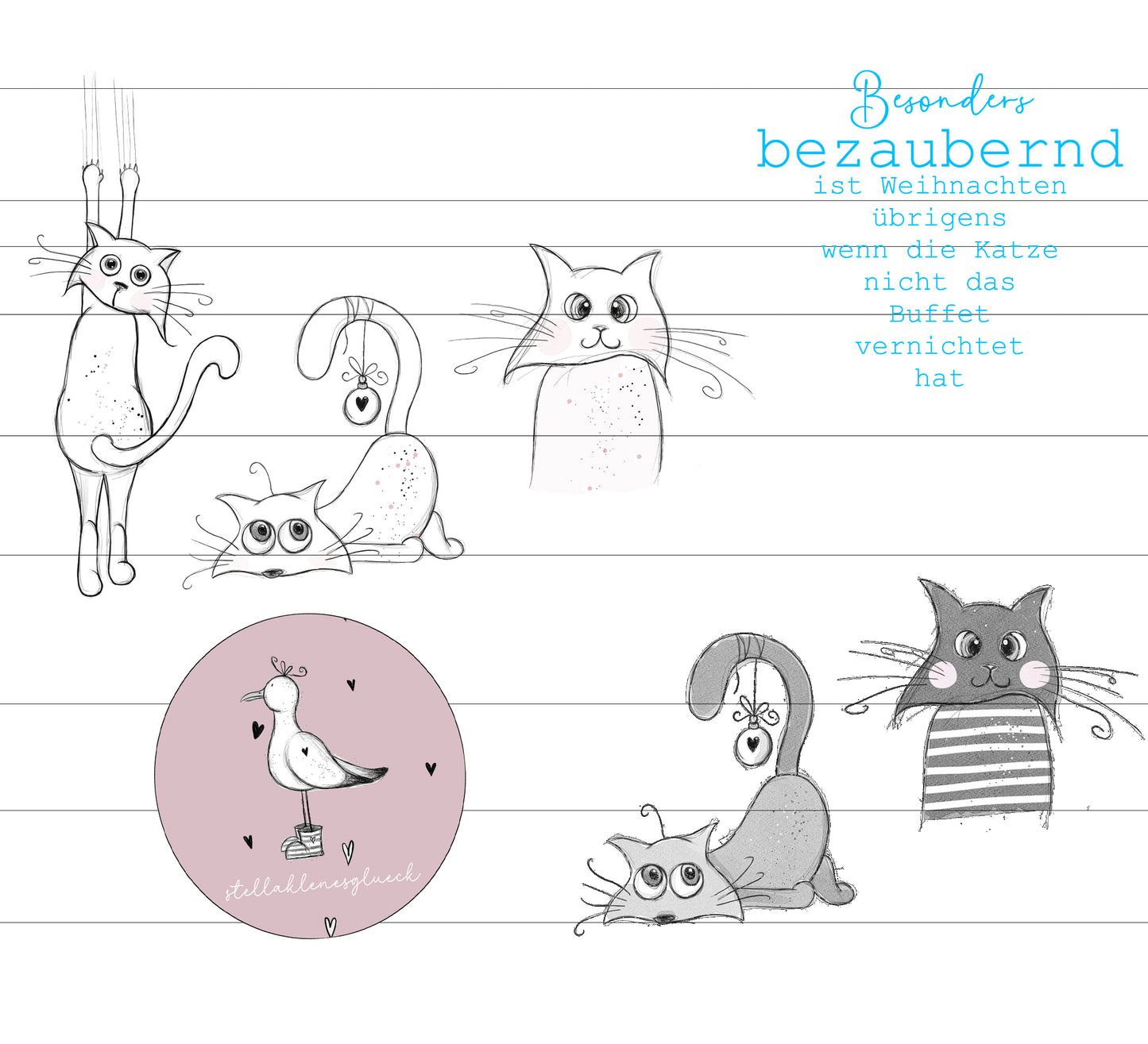 Süße Naschkatzen, digitale Datei, jpg, png, Katzen, Katze, sublimieren, lasern, Digistamp, Weihnachtsspruch Katze, Set
