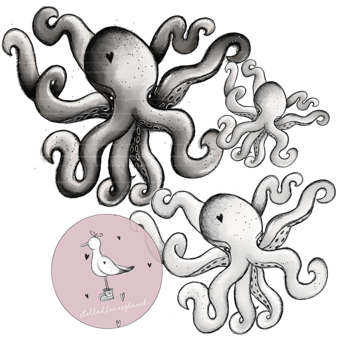 Ohrfeigenoktopus, Laserdatei Oktopus/ Krake, png, jpg, svg zum lasern, sublimieren und mehr, maritim, witzig, digistamp, krake, oktopus, tintenfisch