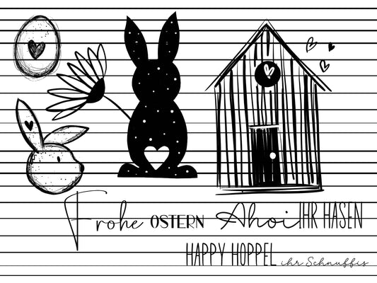Osterhase-Laserdatei, Sublimationsdatei, PNG, JPG, Osterhase mit Blume, Set, Digistamp, Osterhase, digitale Zeichnung