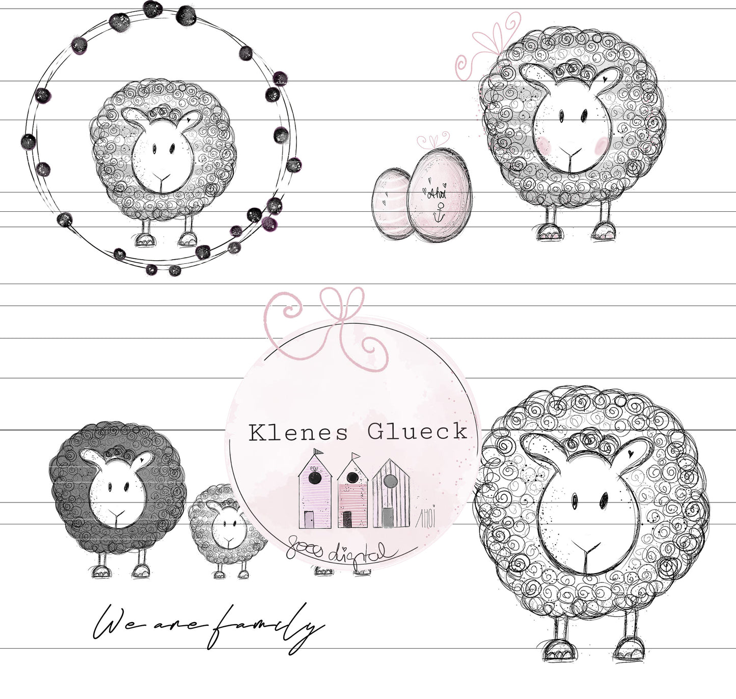 ganz viele süße Schafe...digitale Dateien zum lasern, sublimieren, print and cut, Digistamp und mehr...