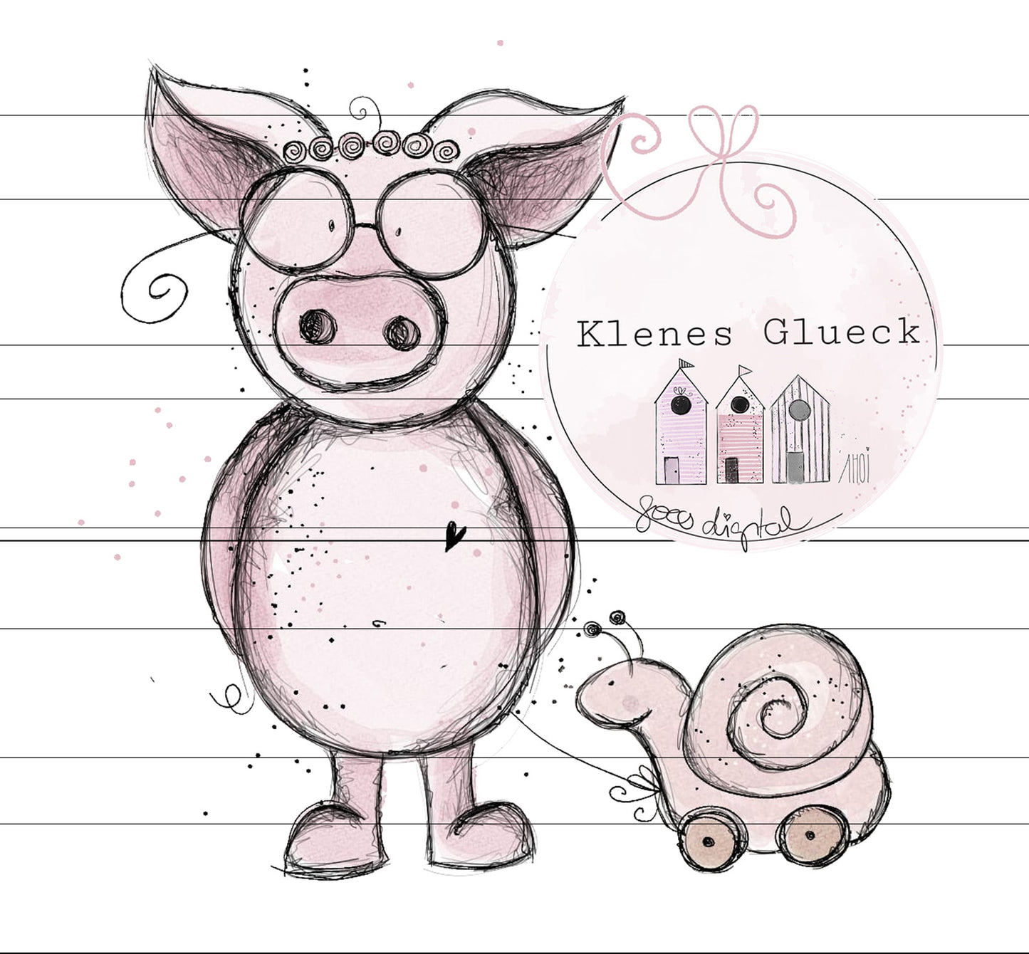 Oink das klene Schwein, digitale Datei zum Lasern, als Digistamp, zum Sublimieren und mehr