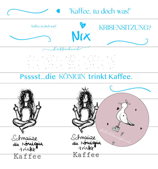 Kaffee Datei Set, die Königin trinkt Kaffee und weitere, SVG,PNG, JPG, Laserdatei, Gravurdatei, sublimieren  und mehr