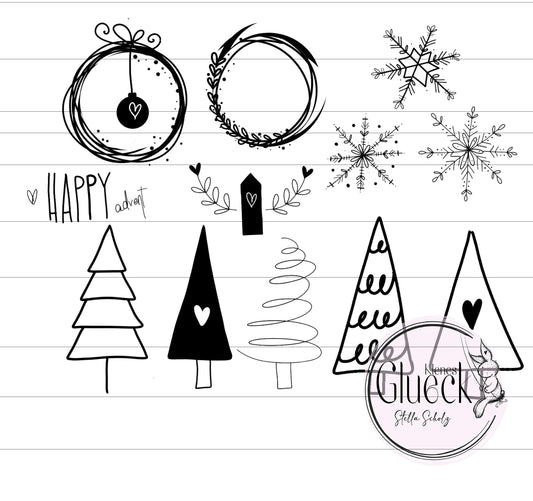 Weihnachtsdatei, großes Set, Weihnachten, Laserdatei, Weihnachtsbaum, Weihnachtskugeln, Weinachtshäuschen, Weihnachtskranz, svg, png, jpg, Fensterkranz-Datei...