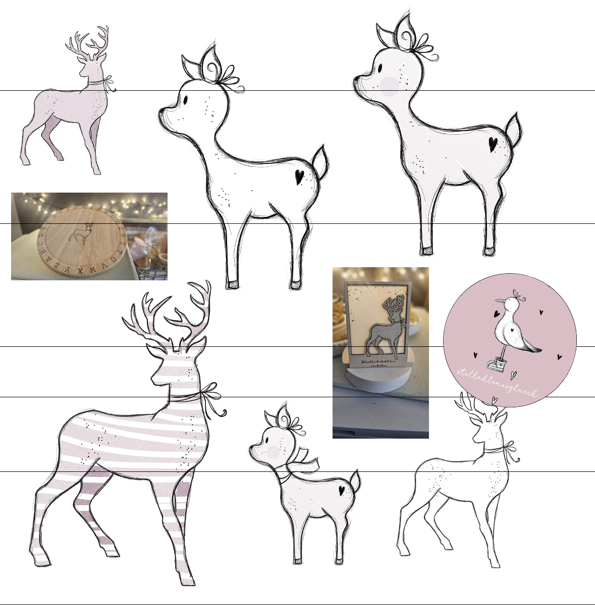 Weihnachtshirsch und Weihnachtsreh, PNG, Laserdatei, Hirsch, Reh, SVG, Hirschaufsteller, Gravurdatei Hirsch, Print and cut, Sublimationsdatei, Weihnachten