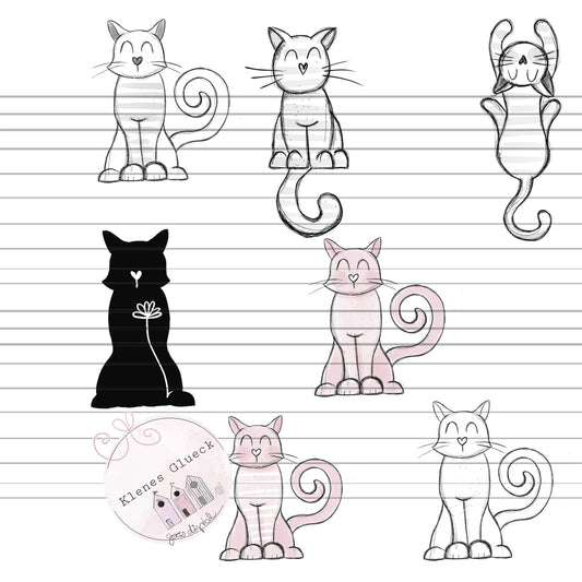 Katze mit Herznase, Set mit digitalen Dateien PNG, JPG, sublimieren, lasern, print and cut, Digistamp,drucken und mehr, Katze, Mieze, Mimi für alle