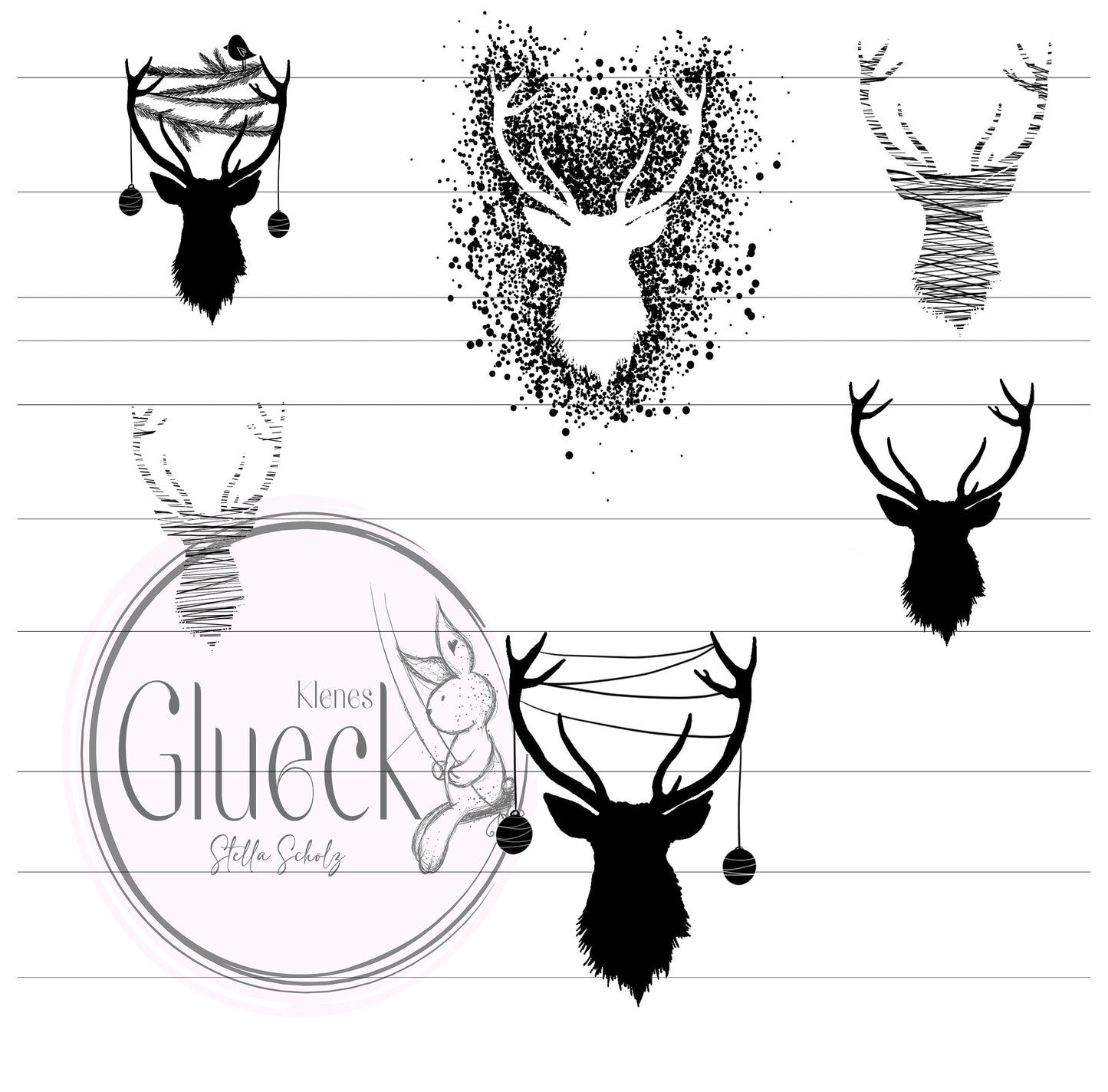 superschöne Hirsch-Datei, Hirschi, Hirsch, Weihnachten, Laserdatei, PNG, JPG, mehrere  Varianten zum lasern, sublimieren, Print and cut, digistamp und mehr