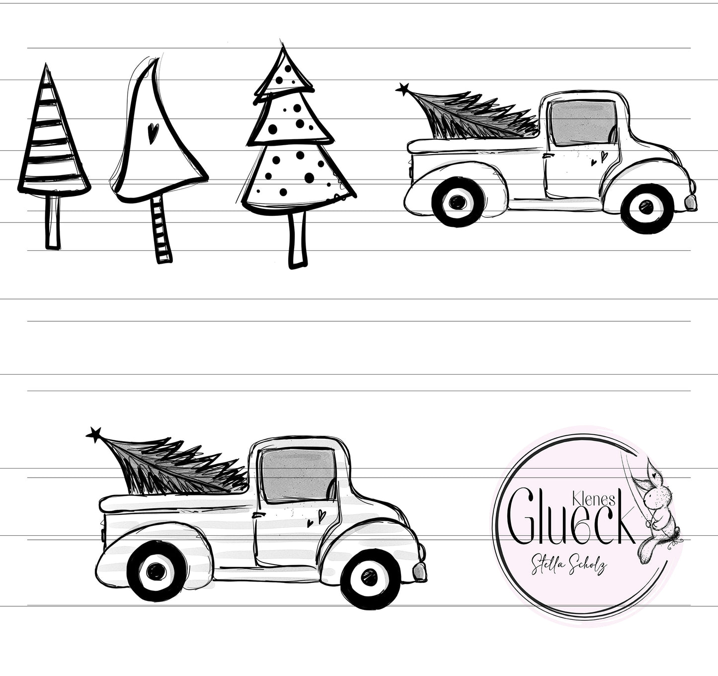 Weihnachtstruck, Weihnachtspickup, Pickup, Weihnachten, Weihnachtsbäume, Pickup mit Weihnachtsbaum, png, jpg, Laserdatei, Sublimationsdatei