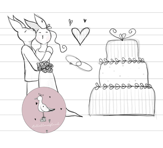 Wedding-Datei Hasen, heiratende Hasen, Hasen, png, jpg, digitale Datei, digistamp Wedding, Heirat, Torte...Set zum Kreativ werden