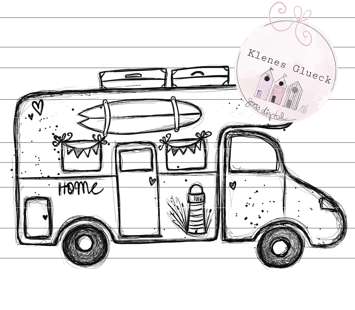 Wohnmobil, digitale Datei, Set, PNG, JPG, Laserdatei, Sublimationsdatei, maritime Datei, Kueste, Meer und mehr, Postkarten Womo