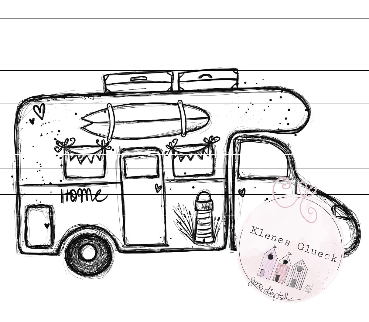 Wohnmobil, digitale Datei, Set, PNG, JPG, Laserdatei, Sublimationsdatei, maritime Datei, Kueste, Meer und mehr, Postkarten Womo