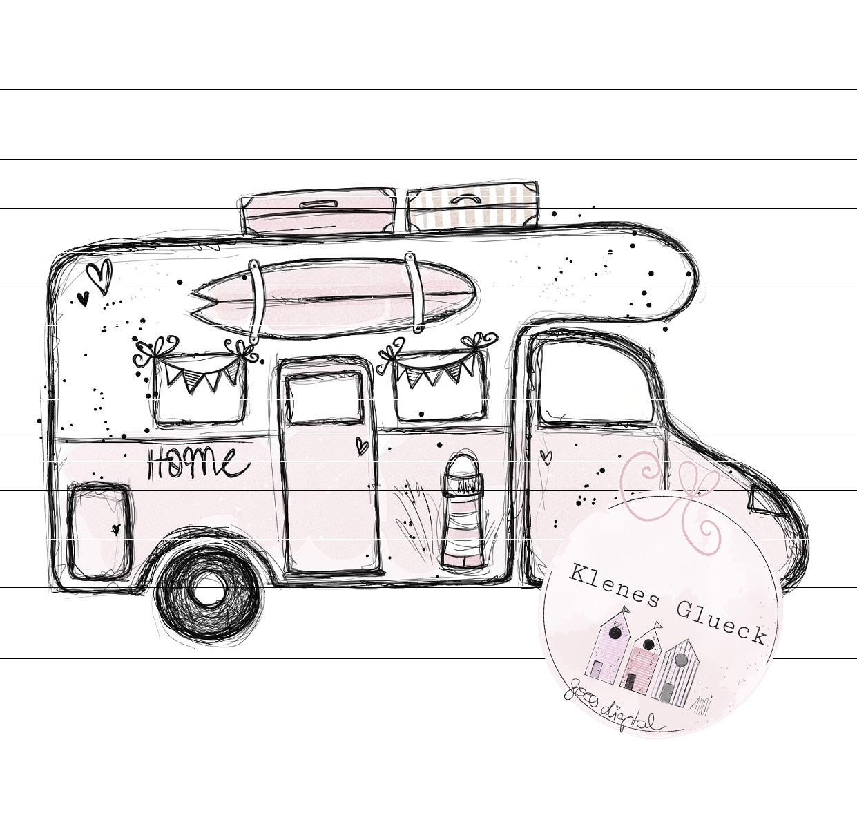 Wohnmobil, digitale Datei, Set, PNG, JPG, Laserdatei, Sublimationsdatei, maritime Datei, Kueste, Meer und mehr, Postkarten Womo