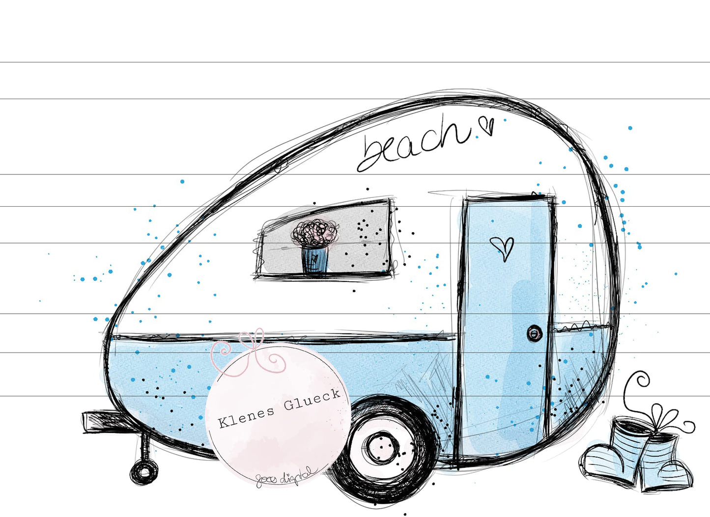niedlicher Wohnwagen...digitale Dateien zum lasern, subliemieren, als Digistamp und mehr...