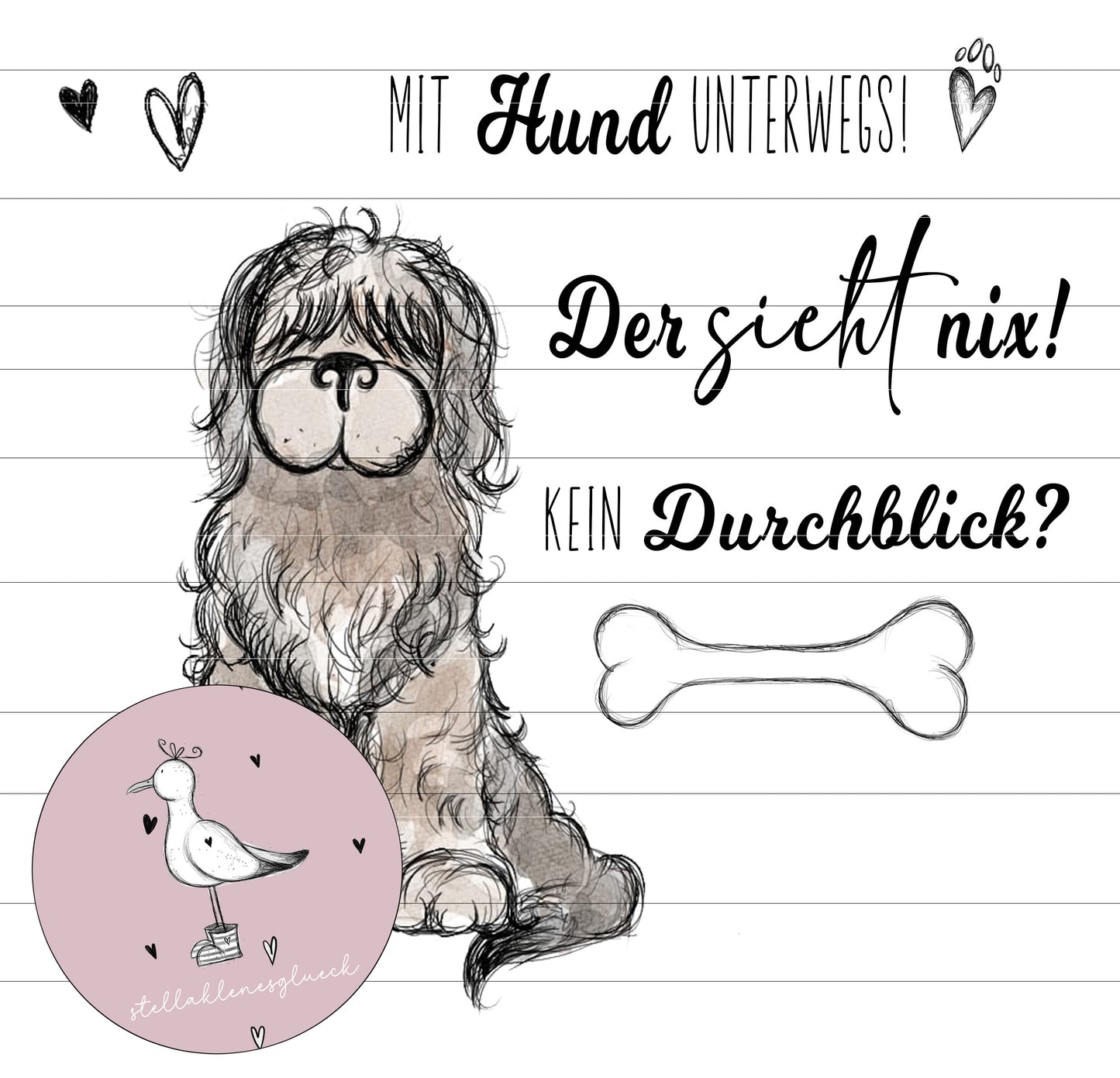 Großer, zotteliger Hund, Zottelhund, jpg, png, lasern, sublimieren, digistamp, hundedatei, Zeichnung Hund, Illustration